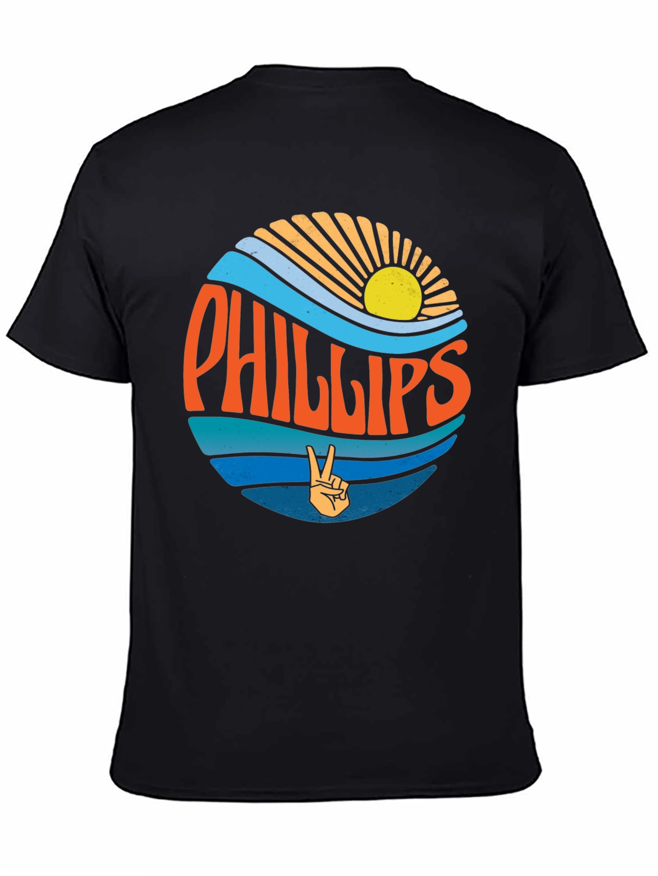 Phillips Retro Graphic Tee - Black Cotton Casual Shirt
