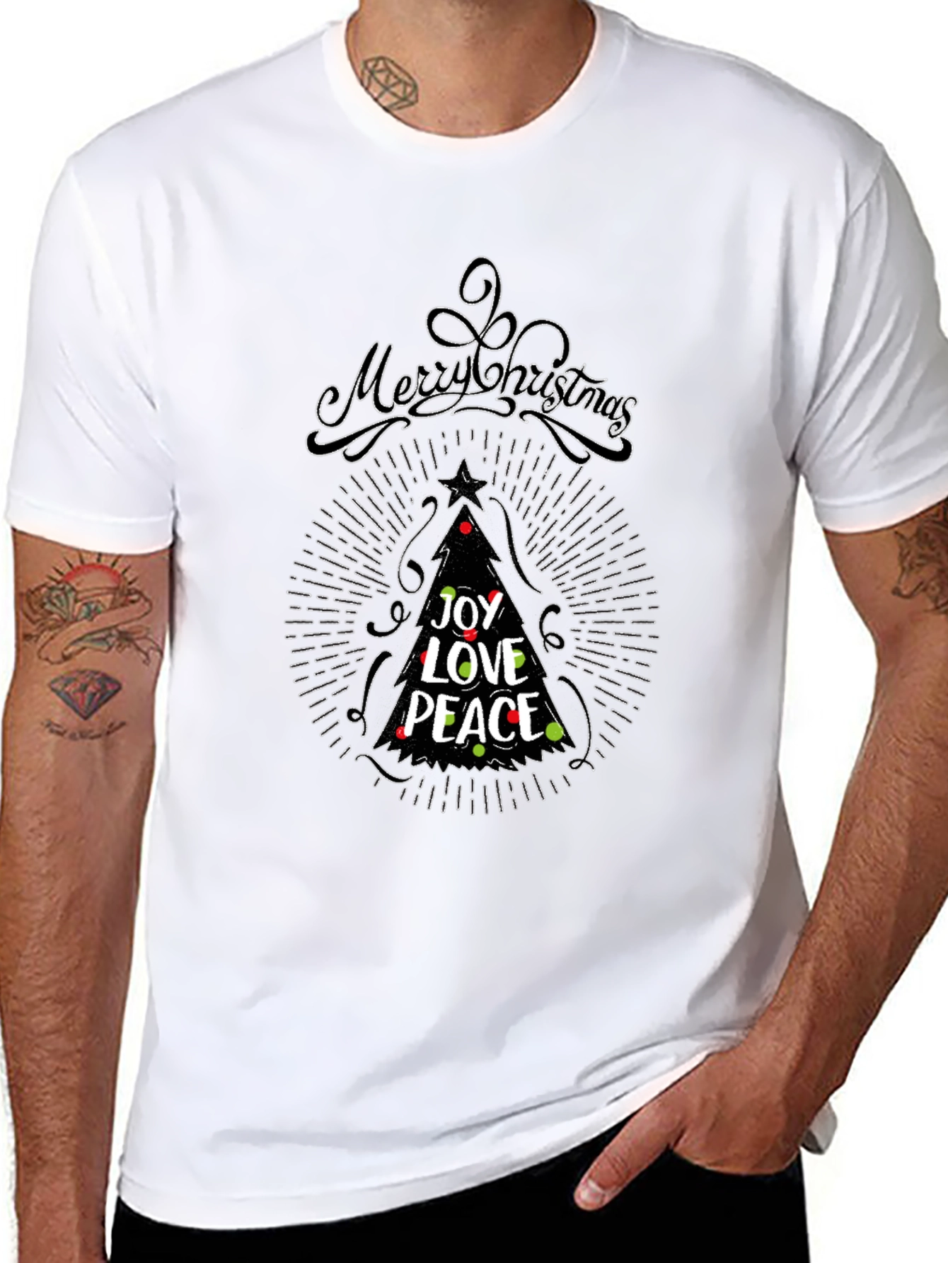Merry Christmas Tree Joy Love Peace T-Shirt