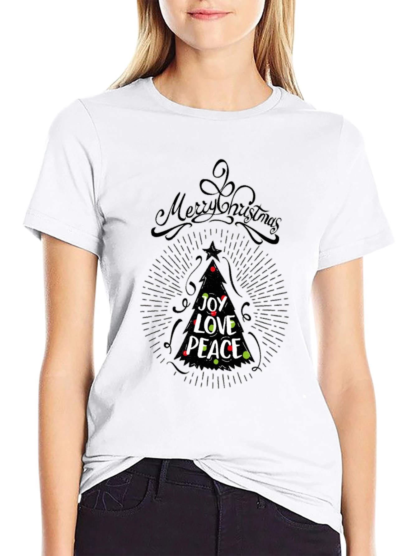 Merry Christmas Tree Joy Love Peace T-Shirt