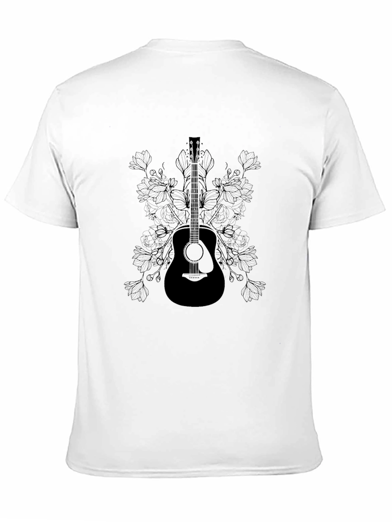 Guitar & Floral Graphic Tee - Black