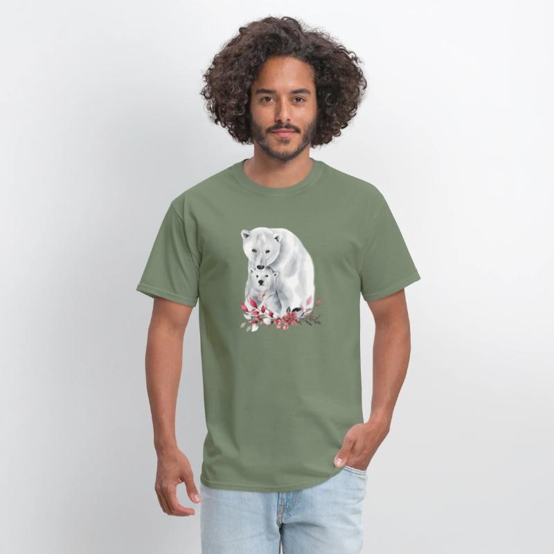 Mama Polar Bear And Baby Cub For And