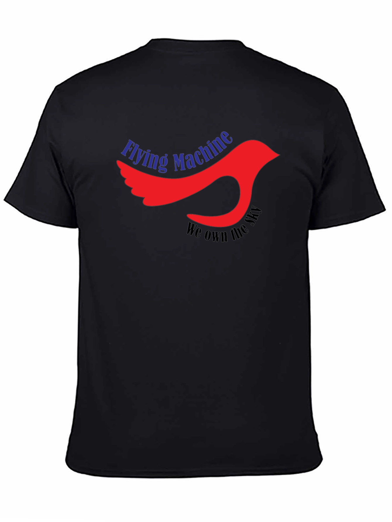 Flying Machine Graphic Tee - Black Cotton Bird Design