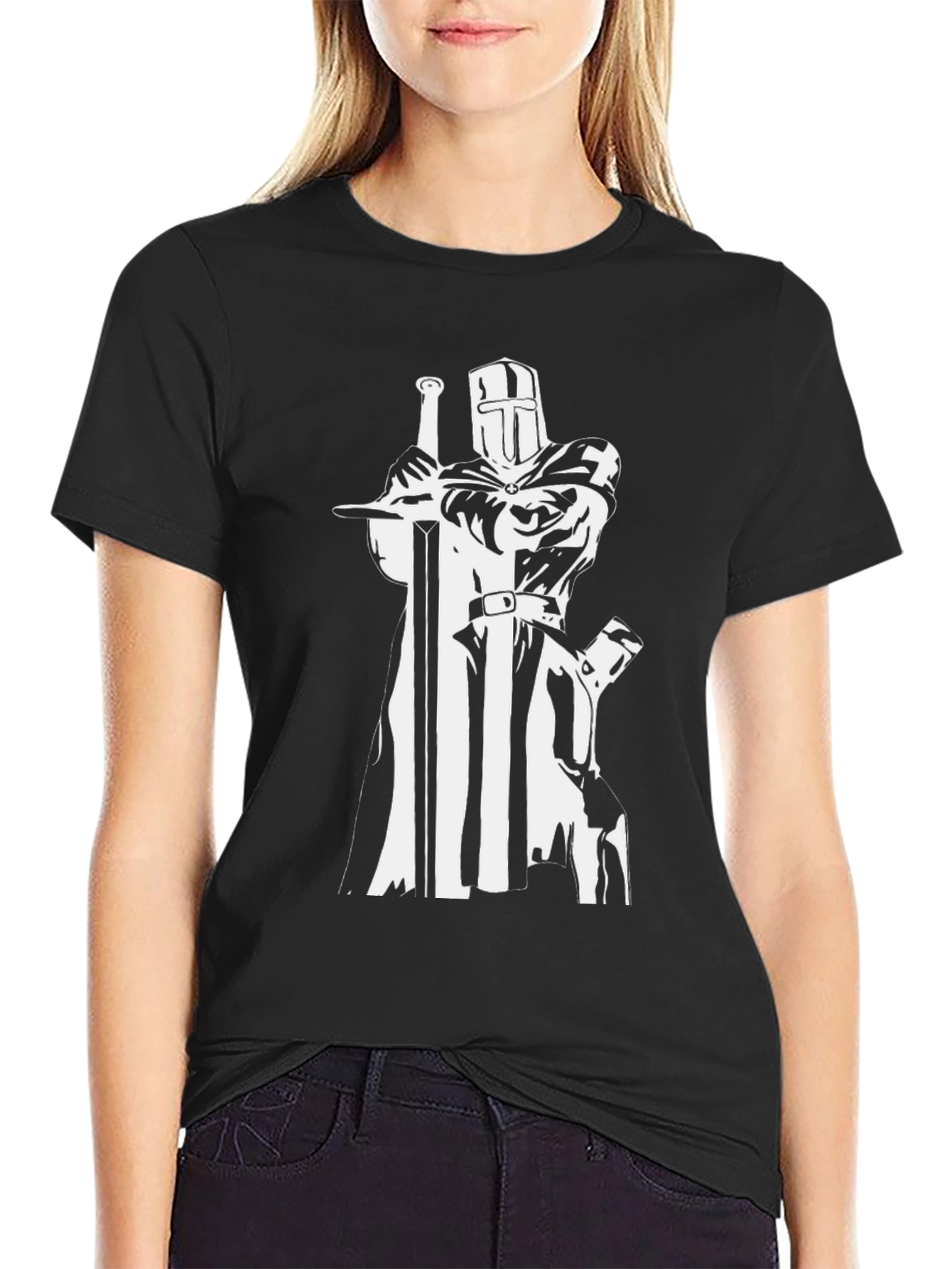 Crusader Knight T-Shirt - Black Graphic Tee