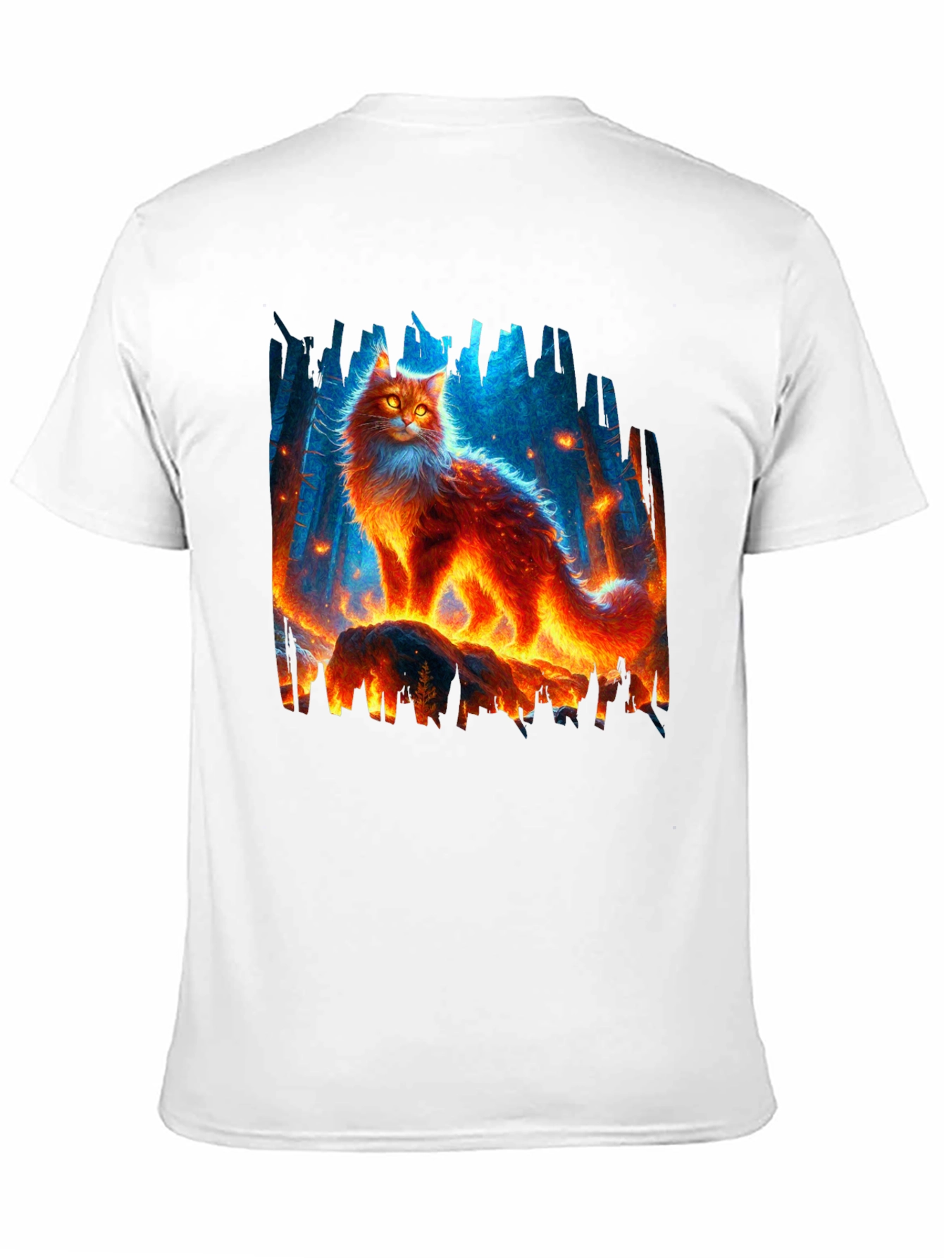 Fiery Cat Graphic Tee - Unique Design