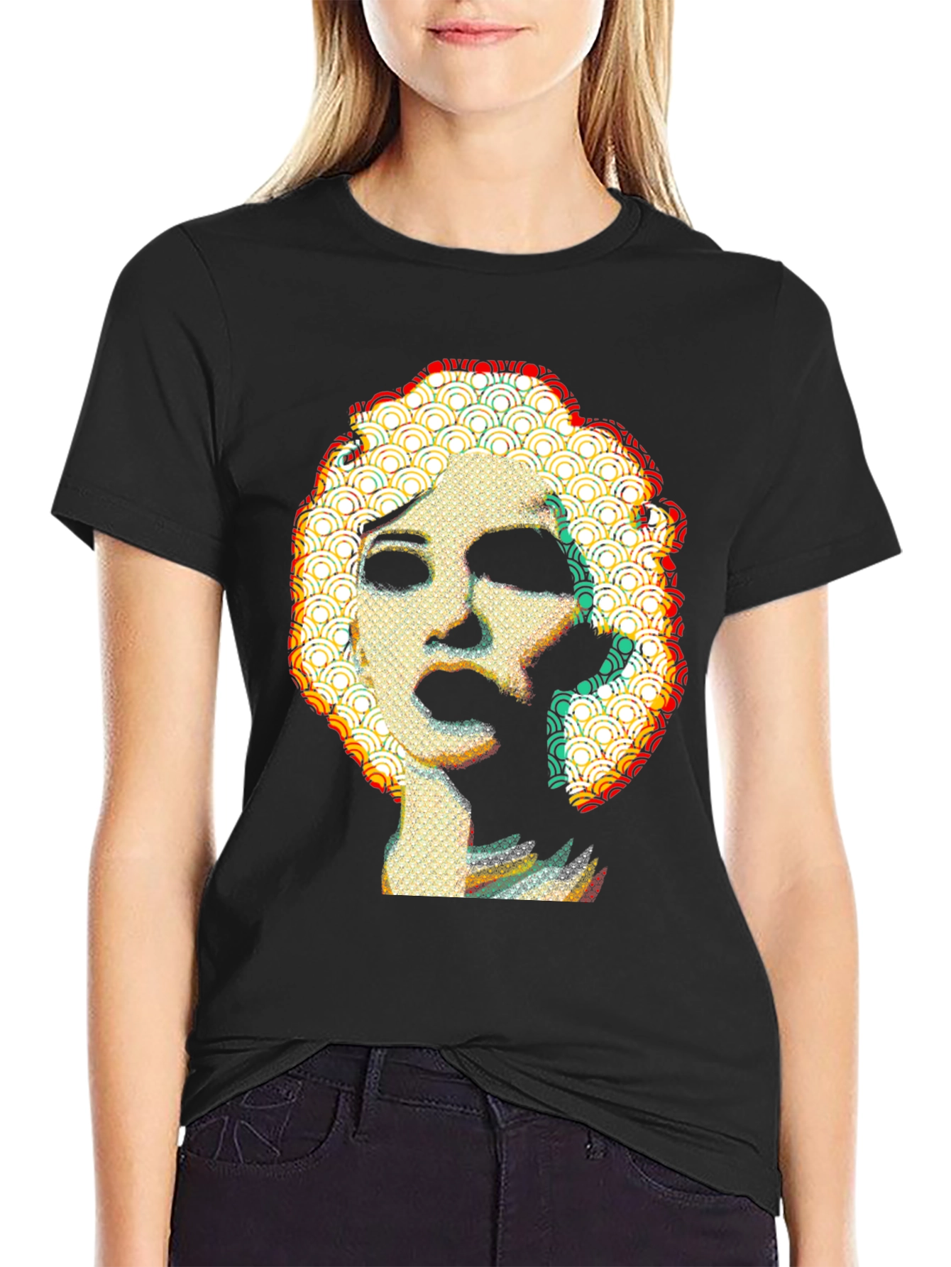 Abstract Marilyn Monroe Graphic Black Tee