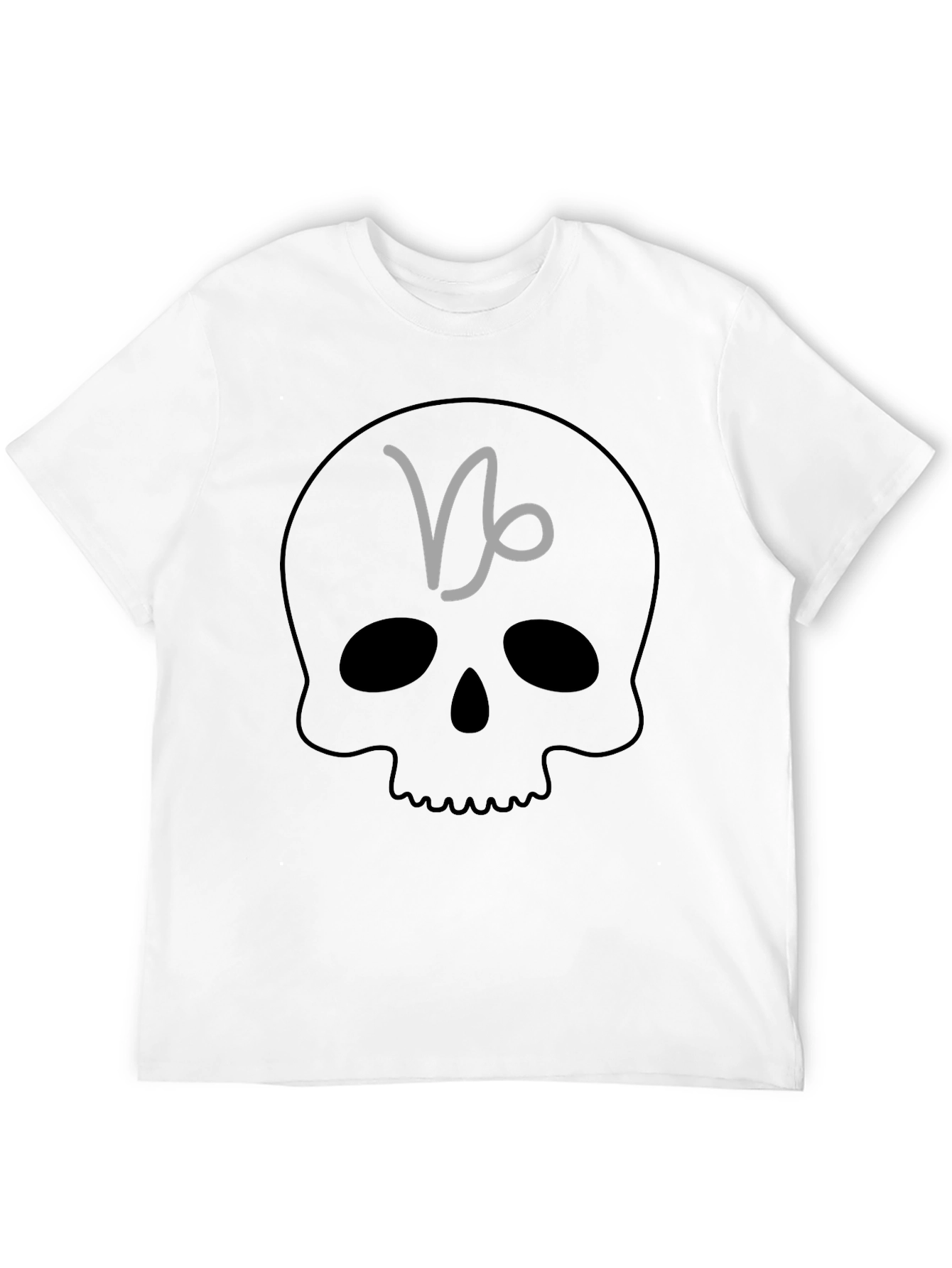 Capricorn Skull Graphic Tee - Black