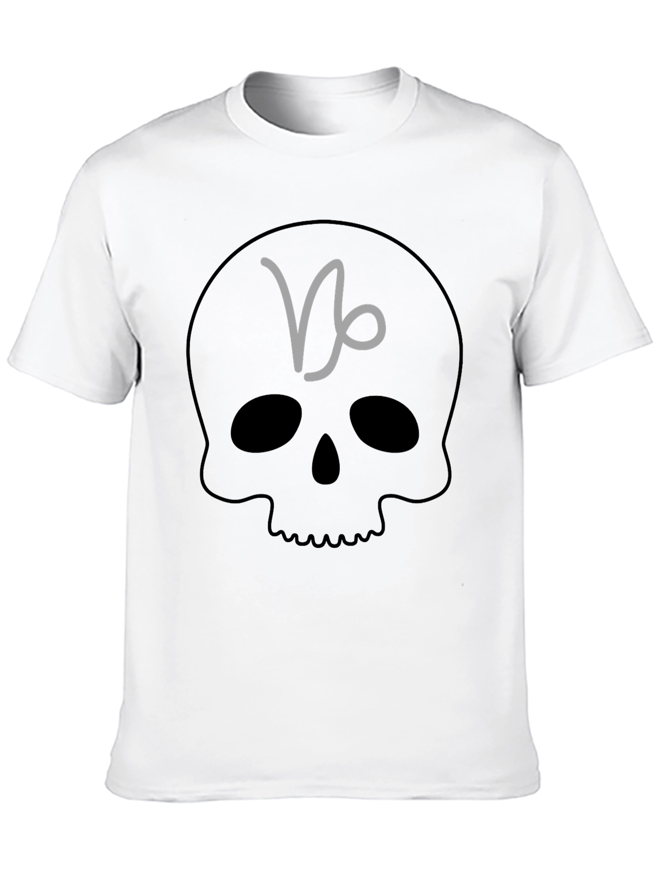 Capricorn Skull Graphic Tee - Black