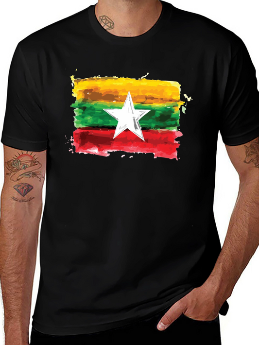 Myanmar Flag Graphic T-Shirt - Casual Style