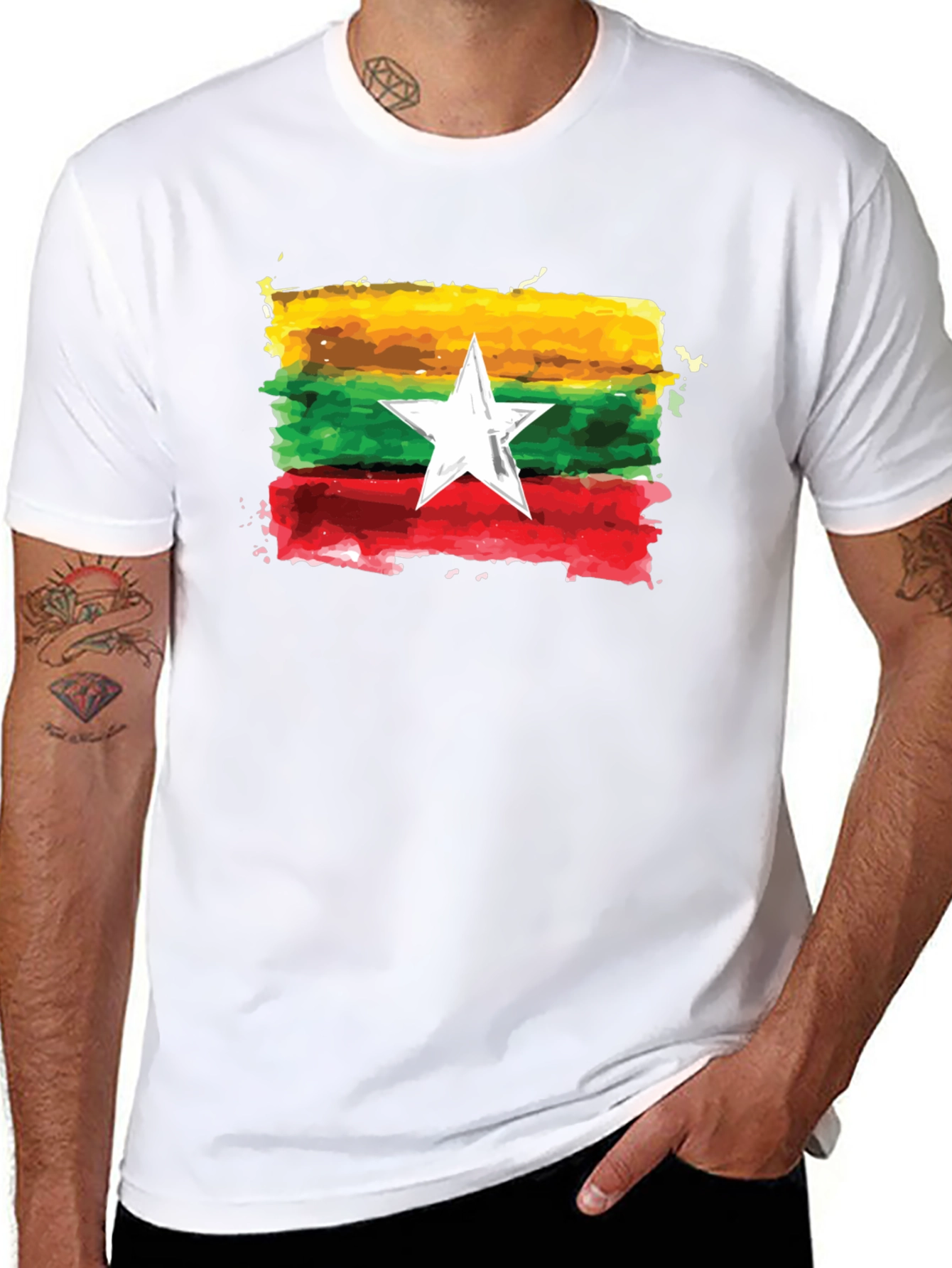 Myanmar Flag Graphic T-Shirt - Casual Style