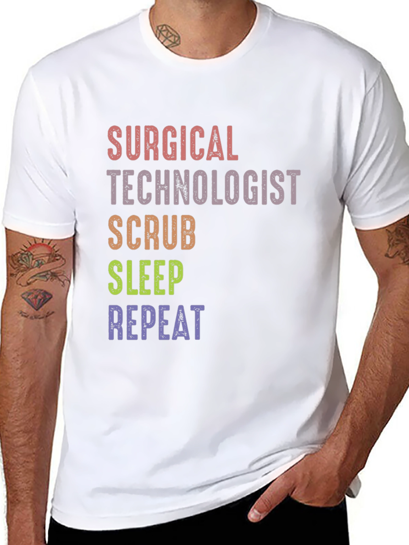 Surgical Tech Scrub Sleep Repeat Graphic Tee