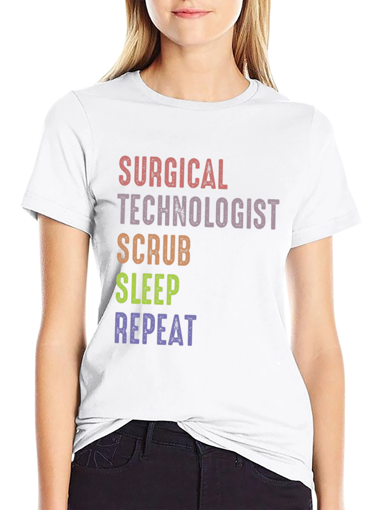 Surgical Tech Scrub Sleep Repeat Graphic Tee