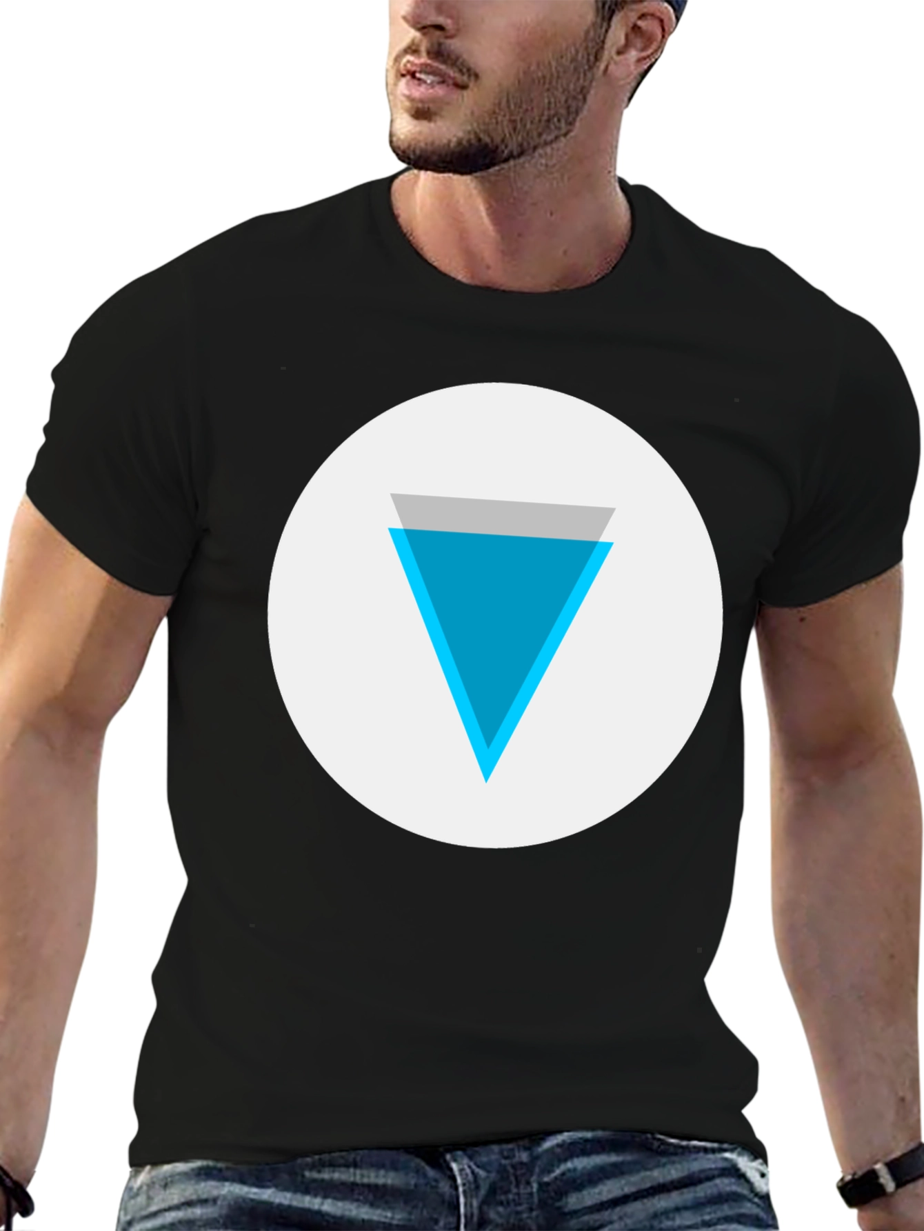Geometric Triangle Graphic Tee - Black