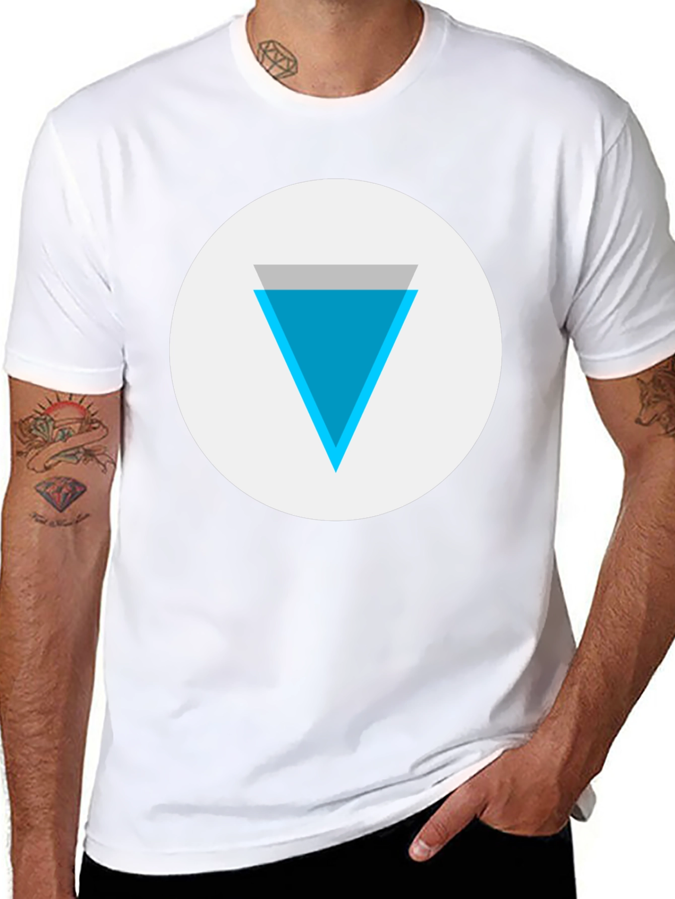 Geometric Triangle Graphic Tee - Black