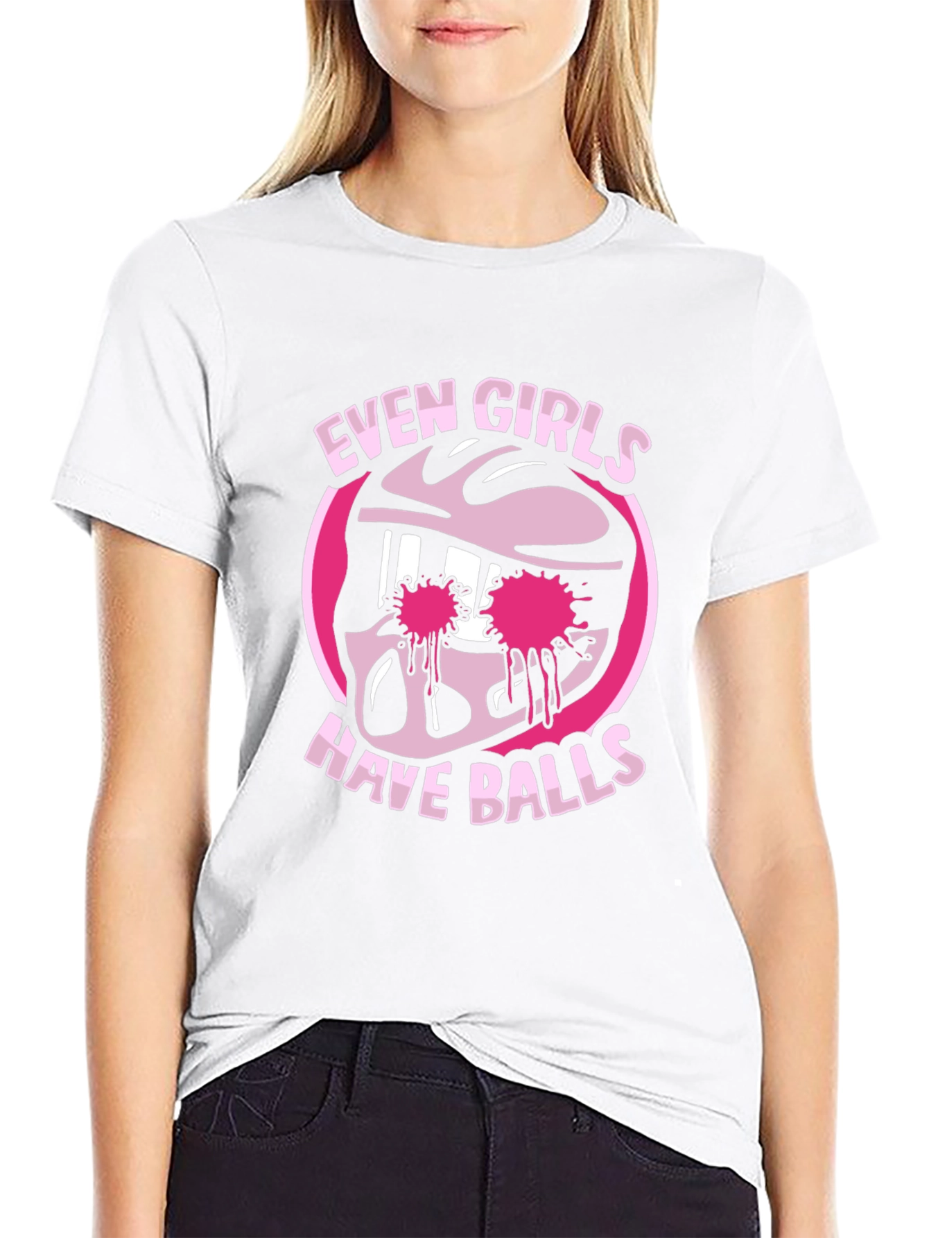 Even Girls Have Balls Graphic T-Shirt - Black