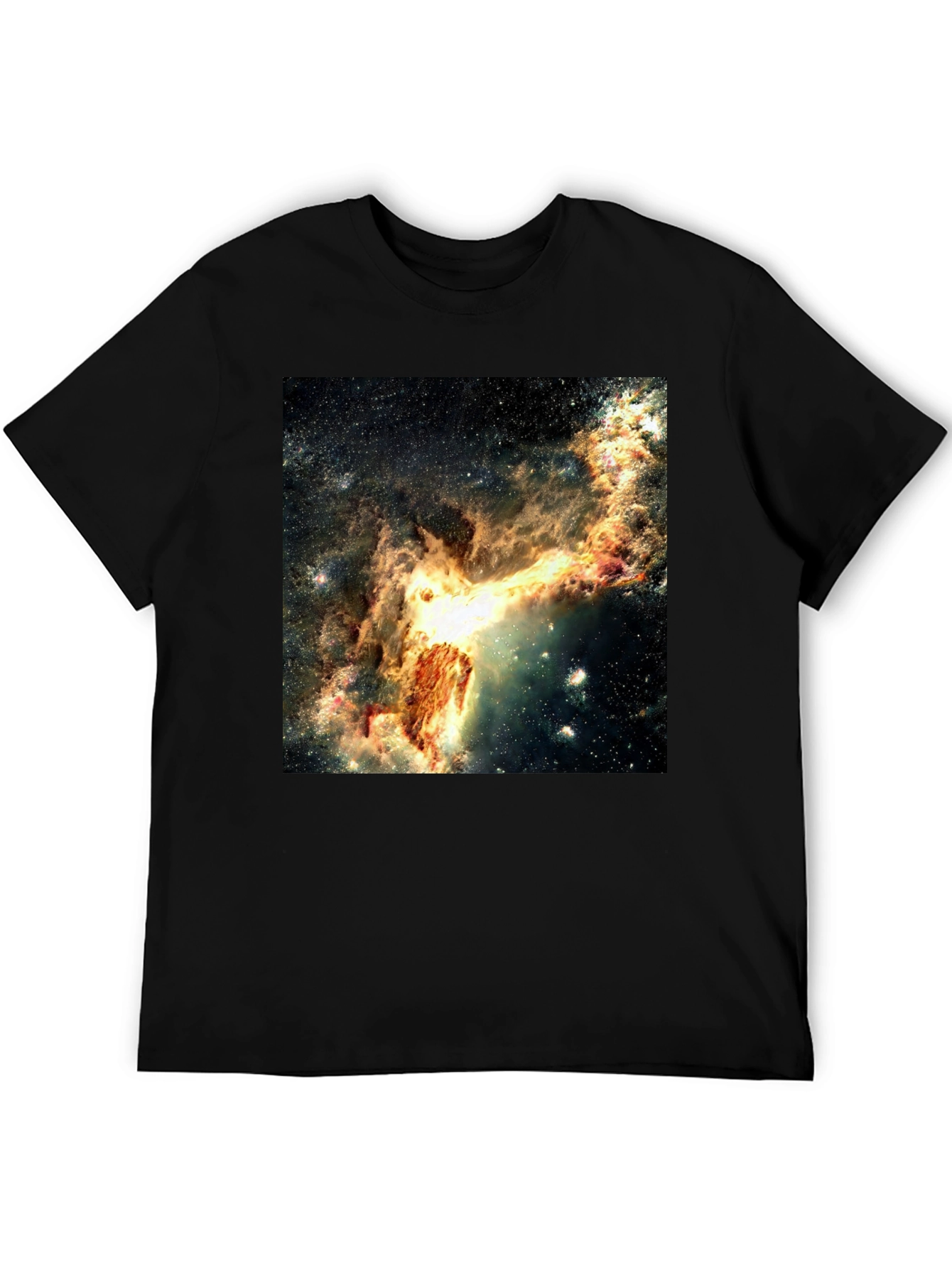 Nebula Galaxy Print Black T-Shirt