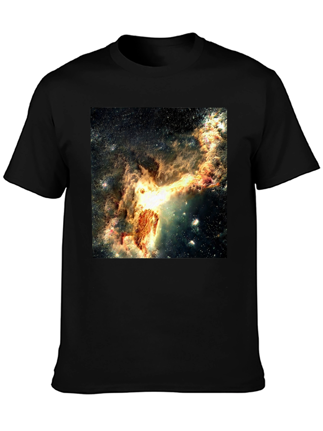 Nebula Galaxy Print Black T-Shirt