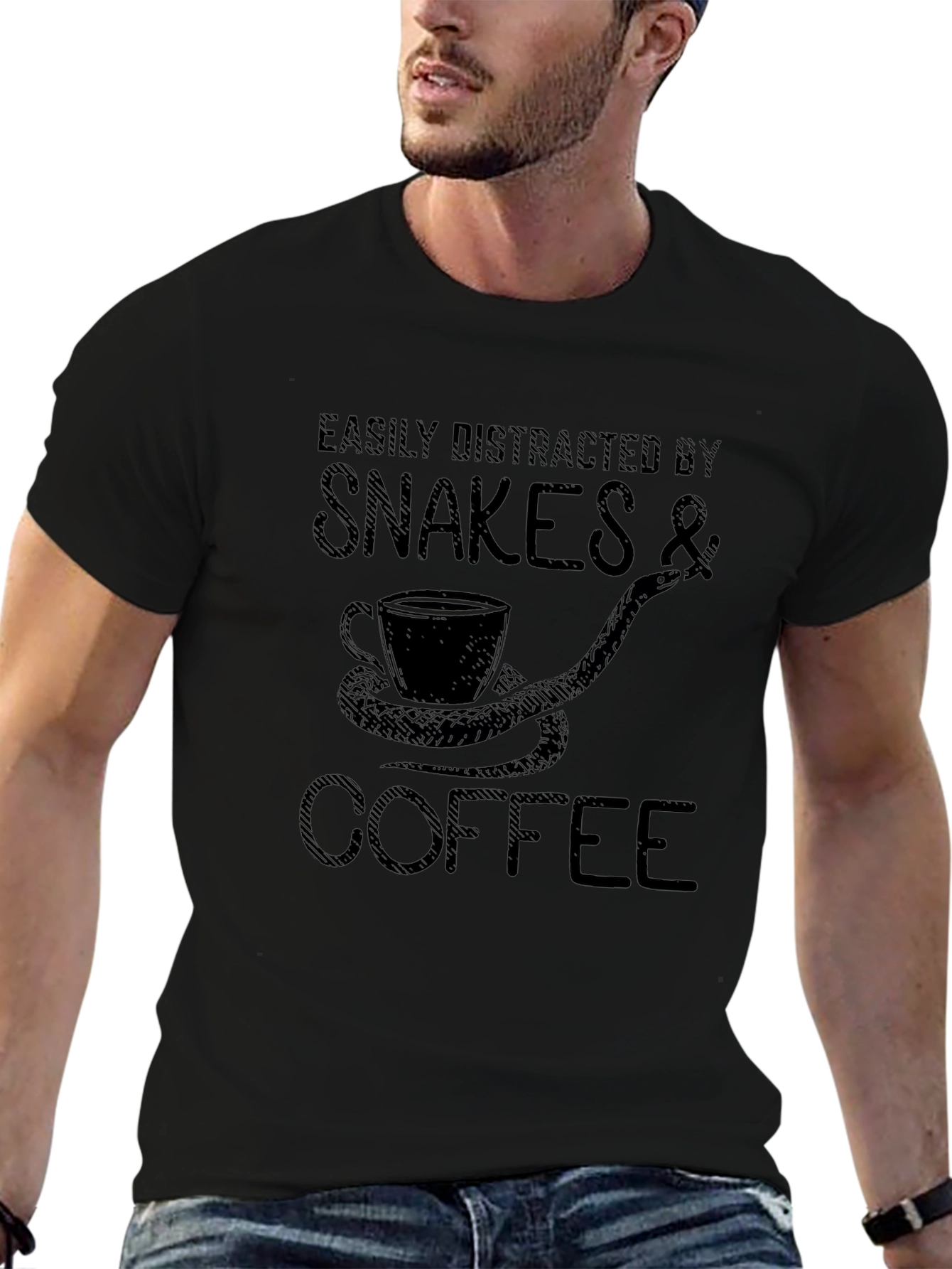 Snakes & Coffee T-Shirt - Easily Distracted Tee