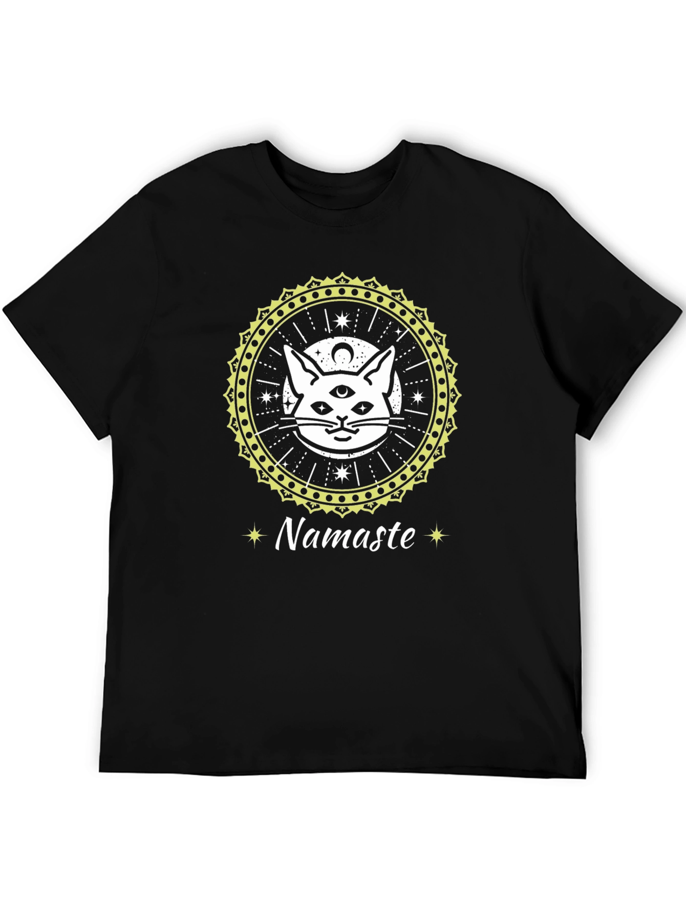 Mystic Cat Namaste T-Shirt - Spiritual Style