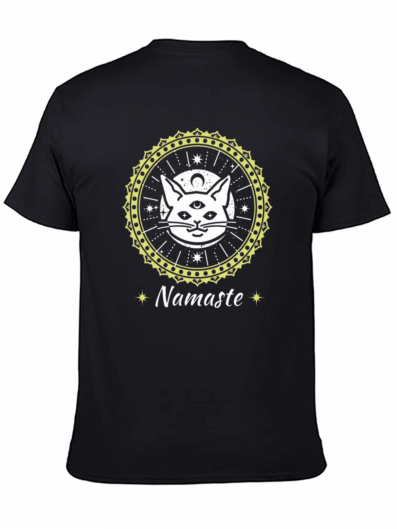 Mystic Cat Namaste T-Shirt - Spiritual Style