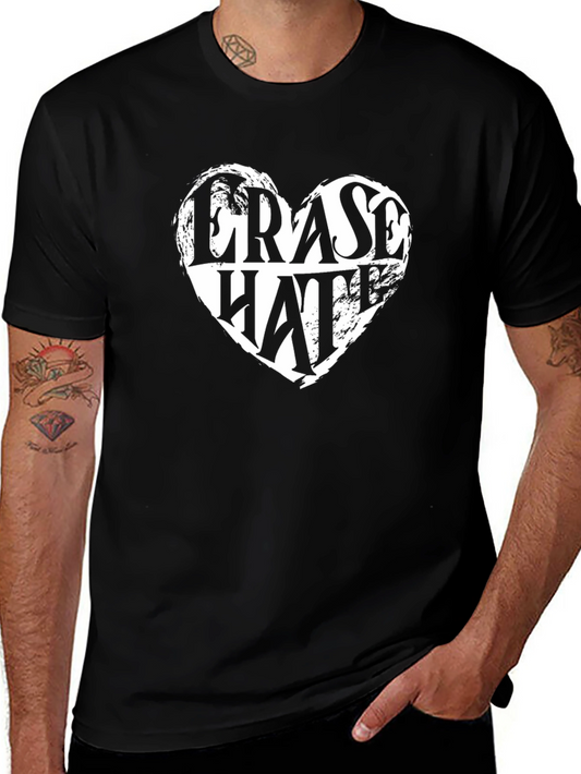 Erase Hate Graphic Tee - Black Cotton T-Shirt