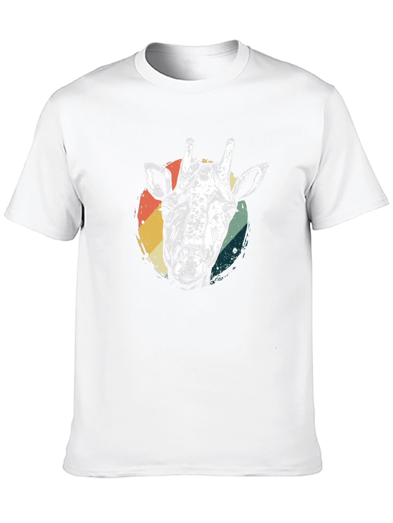 Retro Giraffe Graphic Tee - Black Cotton T-Shirt