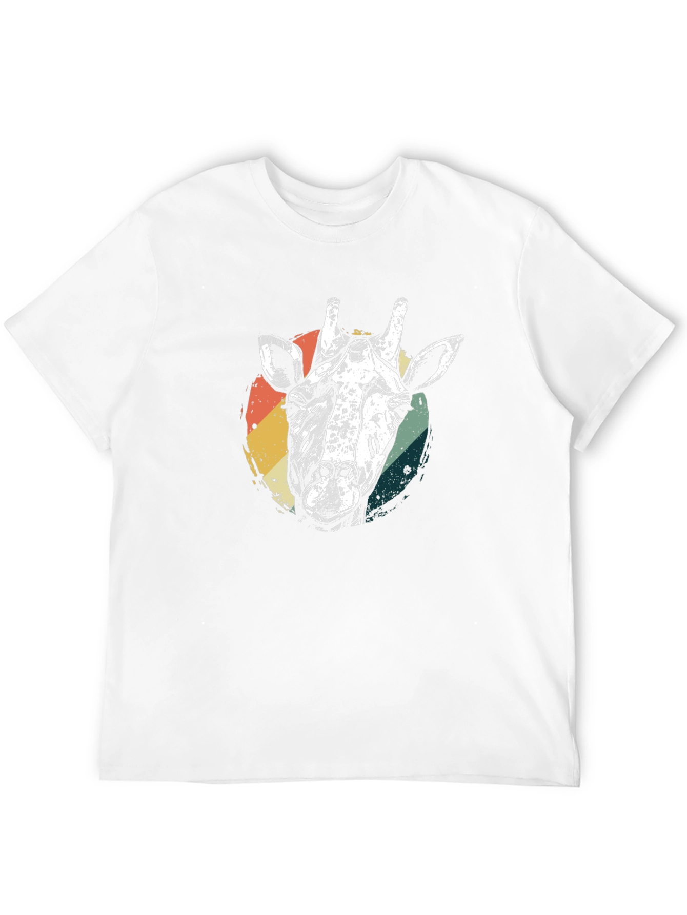Retro Giraffe Graphic Tee - Black Cotton T-Shirt