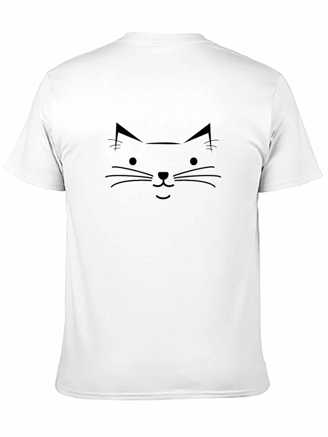 Minimalist Cat Face Graphic Black T-Shirt