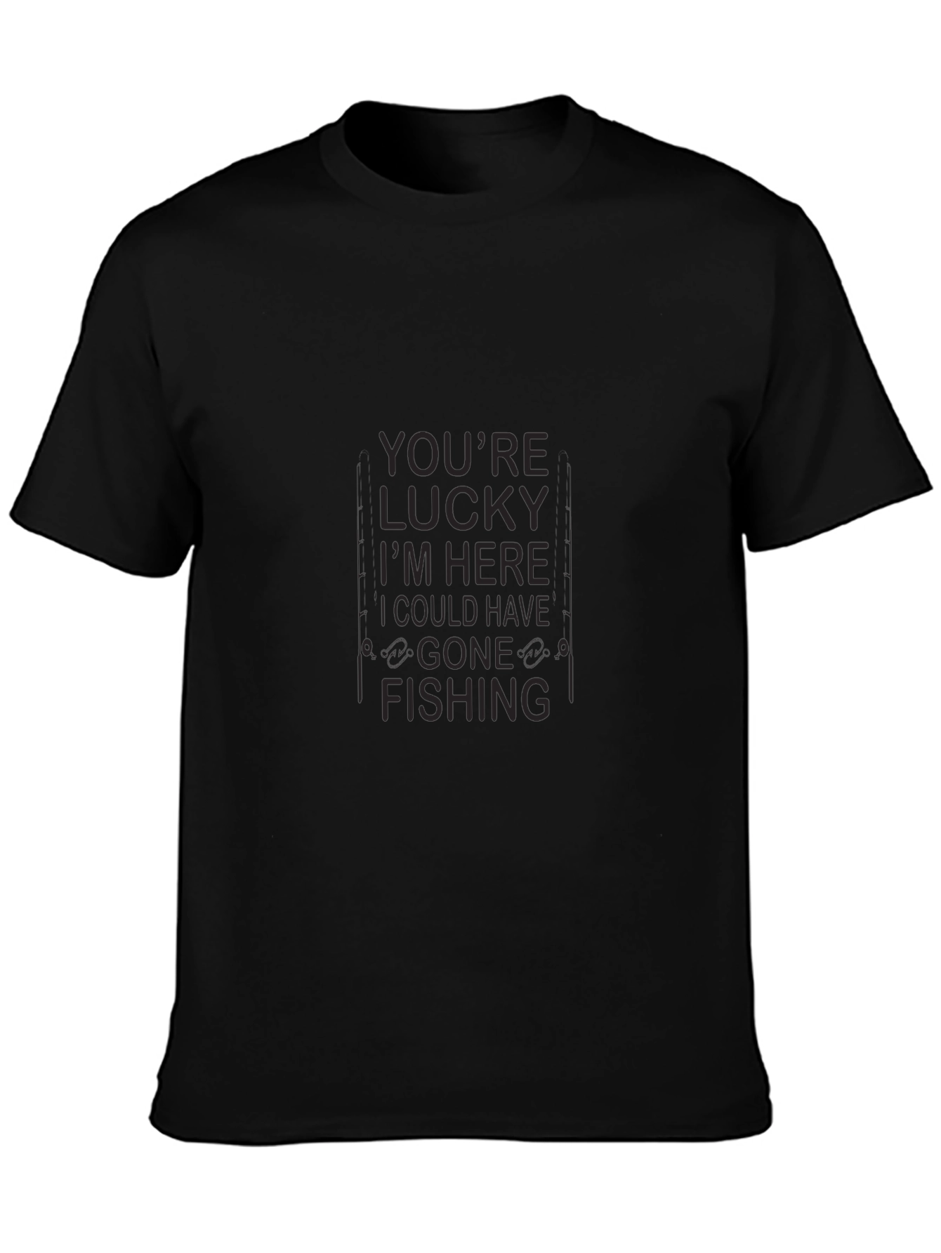 Funny Fishing T-Shirt - Lucky Im Here Design