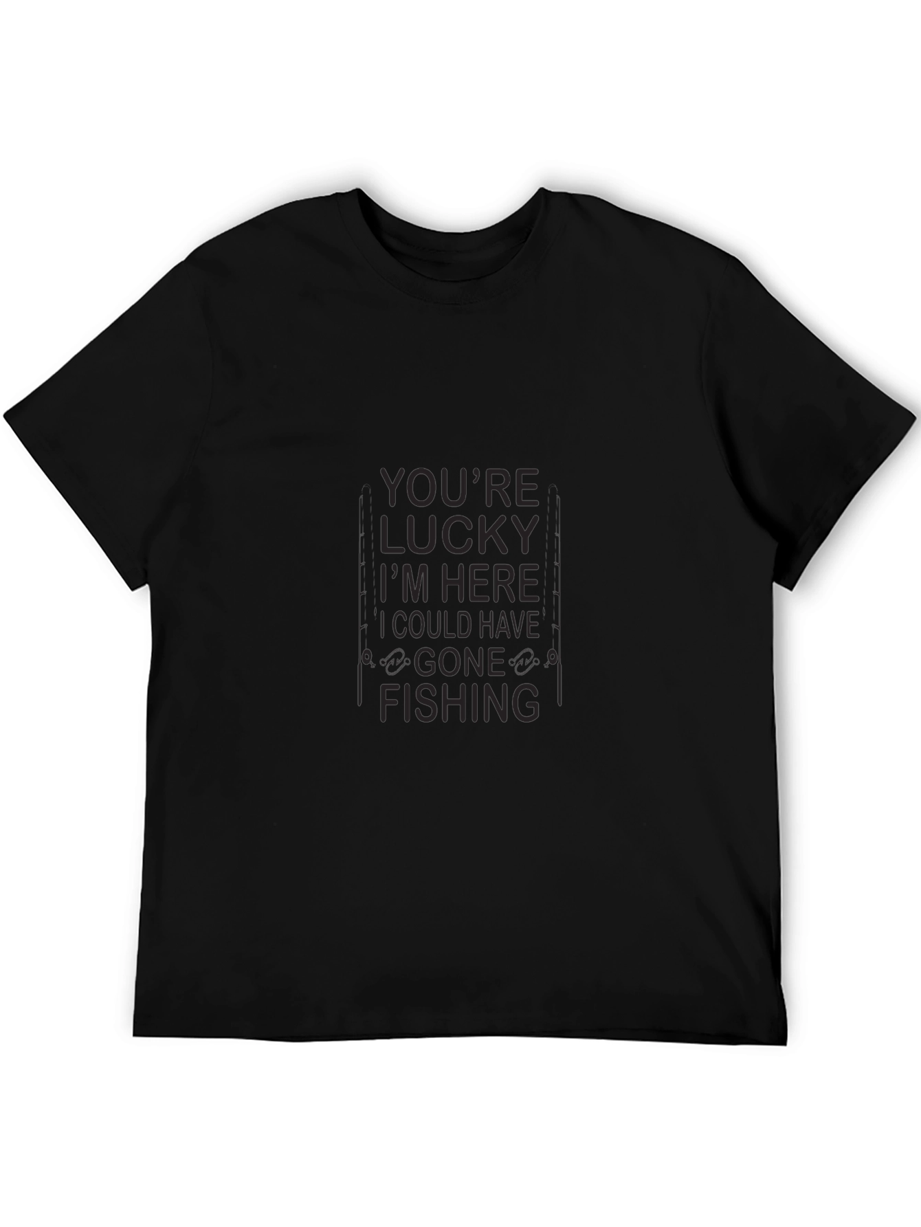 Funny Fishing T-Shirt - Lucky Im Here Design