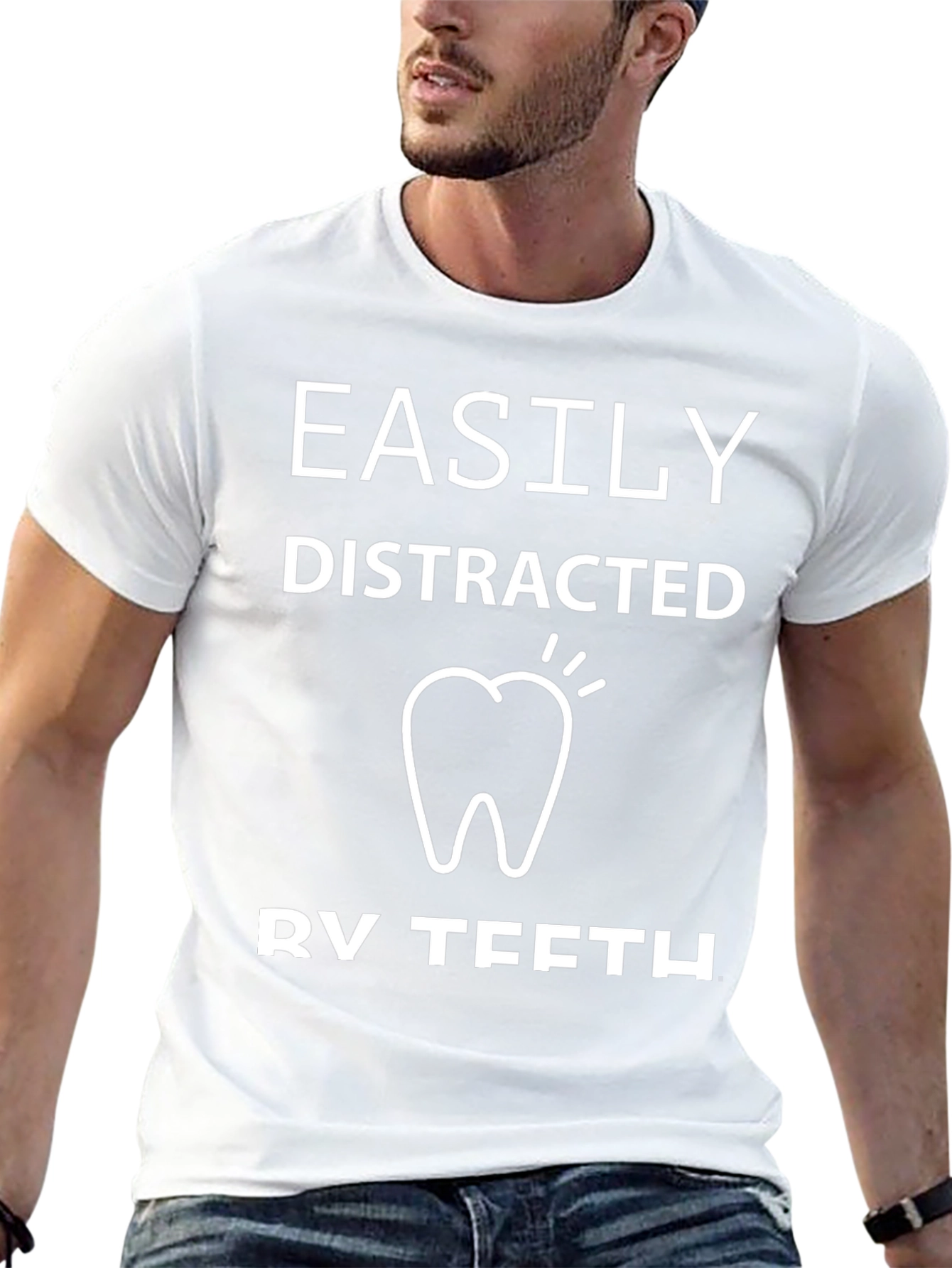 Easily Distracted By Teeth Black T-Shirt