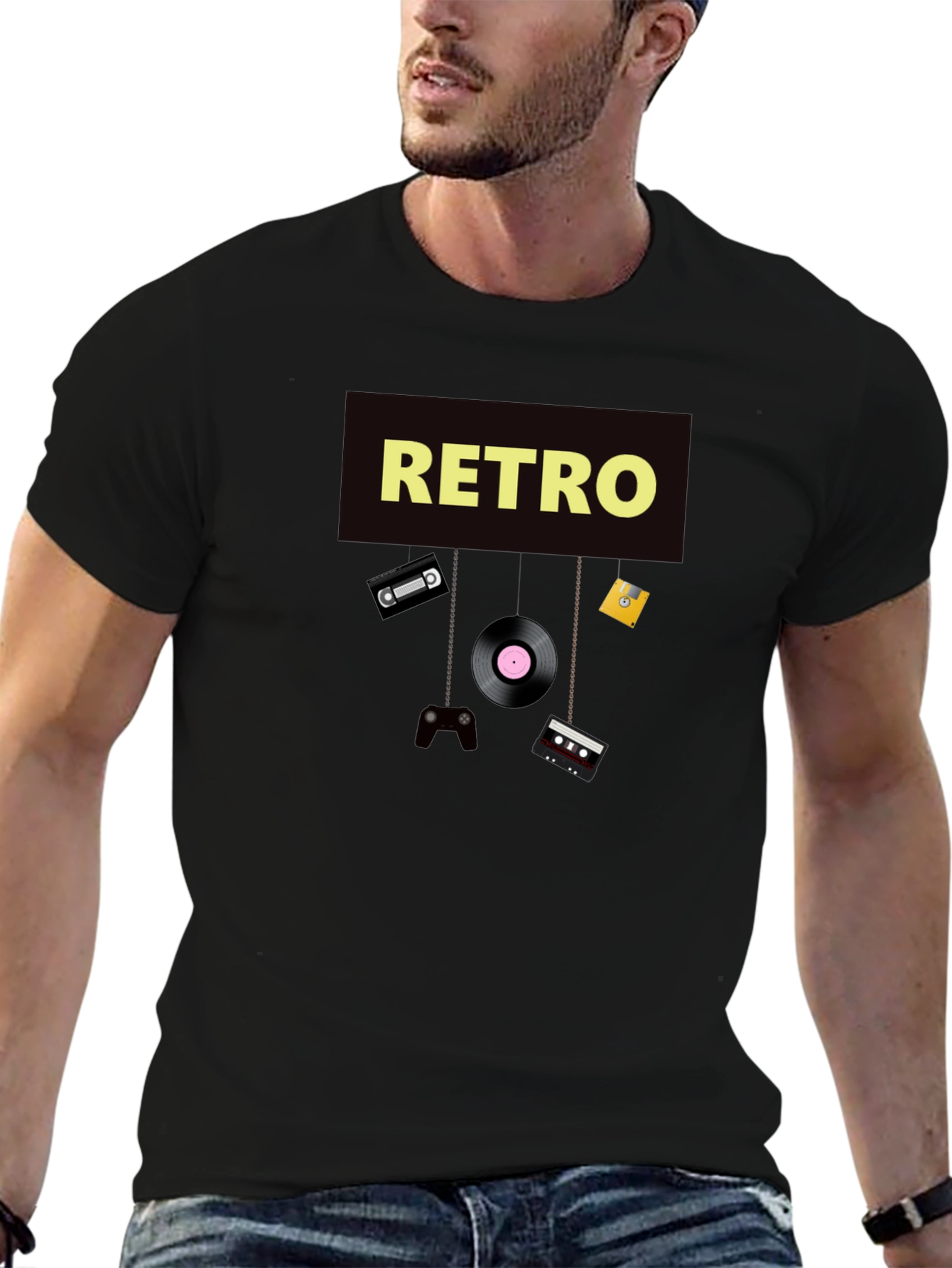 Retro Nostalgia Graphic Tee - Black T-Shirt