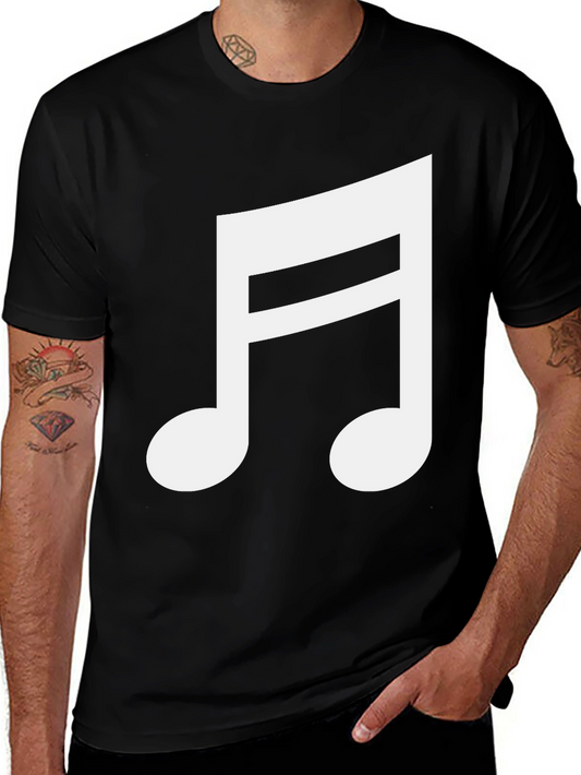 Musical Note Graphic Tee - Stylish Black Cotton T-Shirt