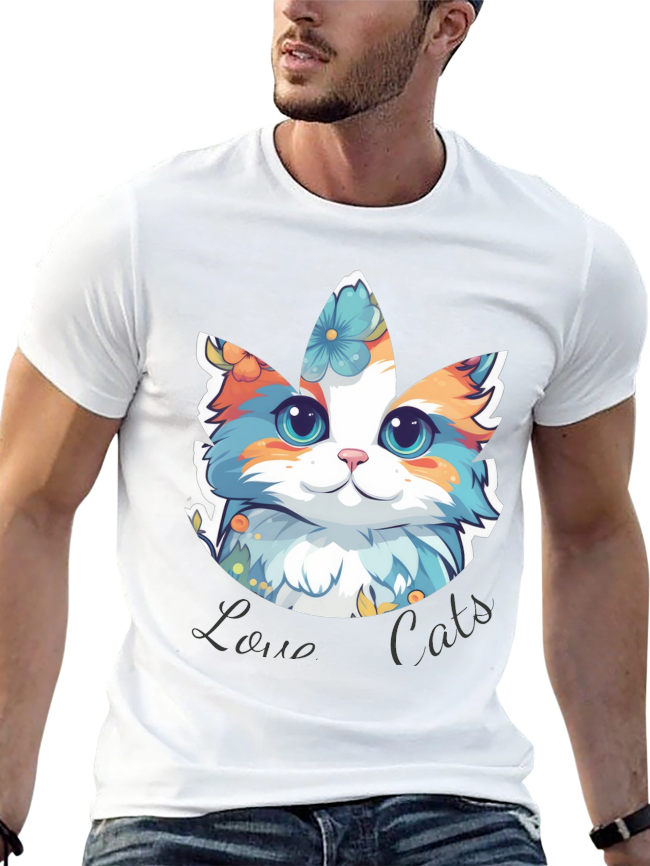 Love Cats T-Shirt - Floral Cat Design