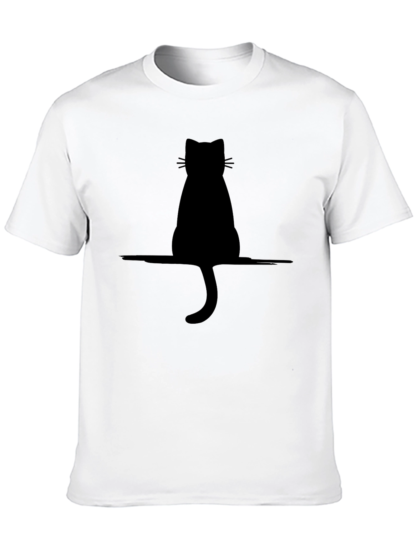 Black Cat Silhouette T-Shirt - Minimalist Style
