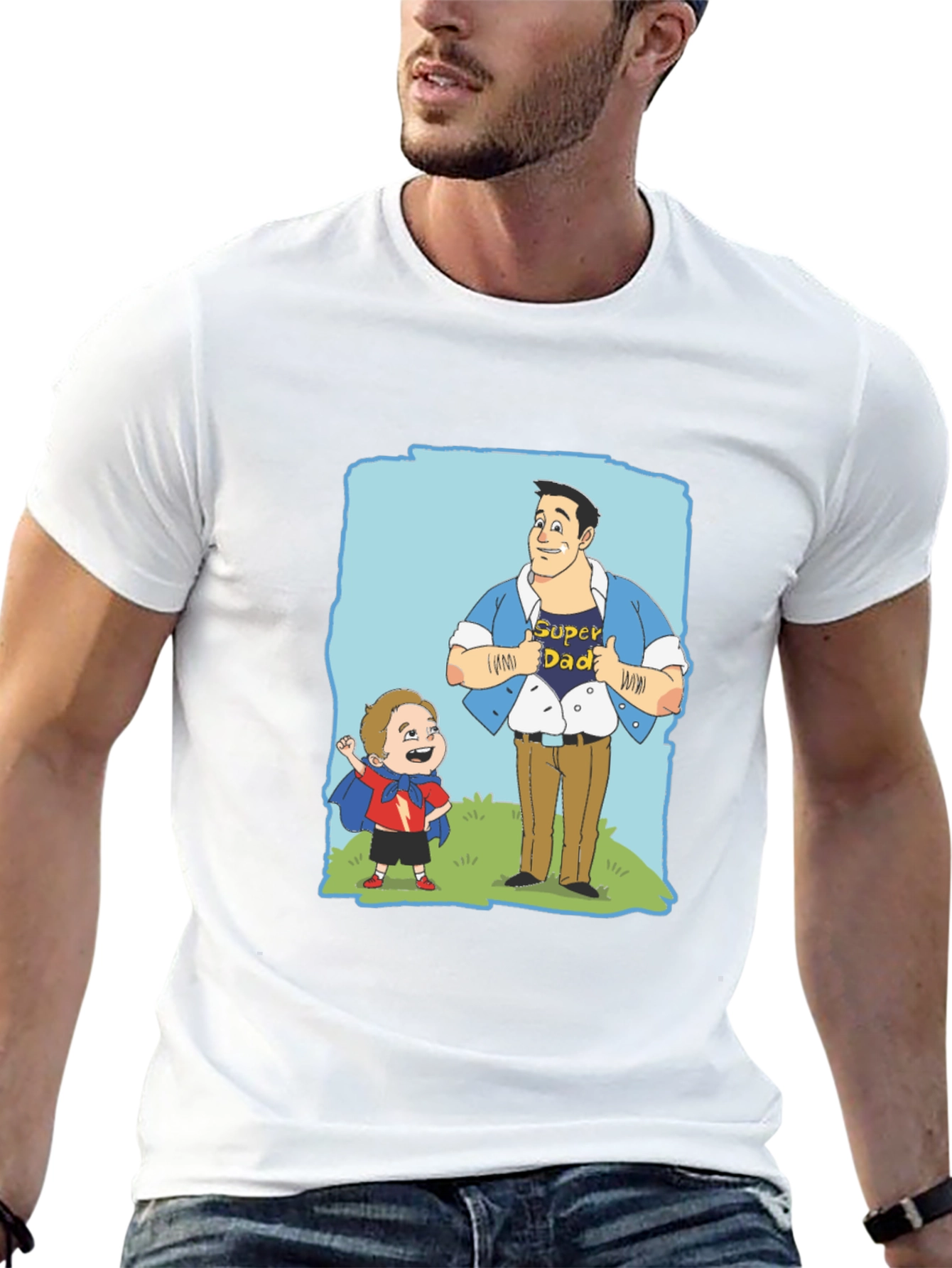 Super Dad Cartoon T-Shirt