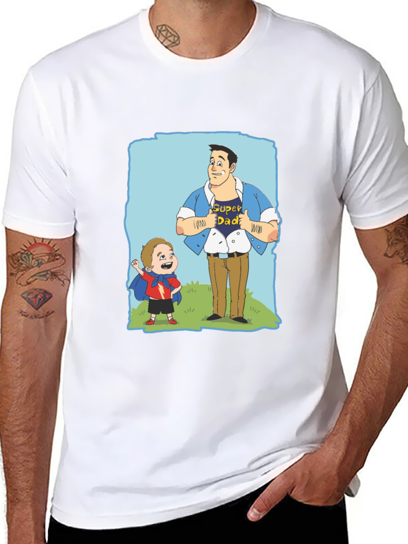 Super Dad Cartoon T-Shirt
