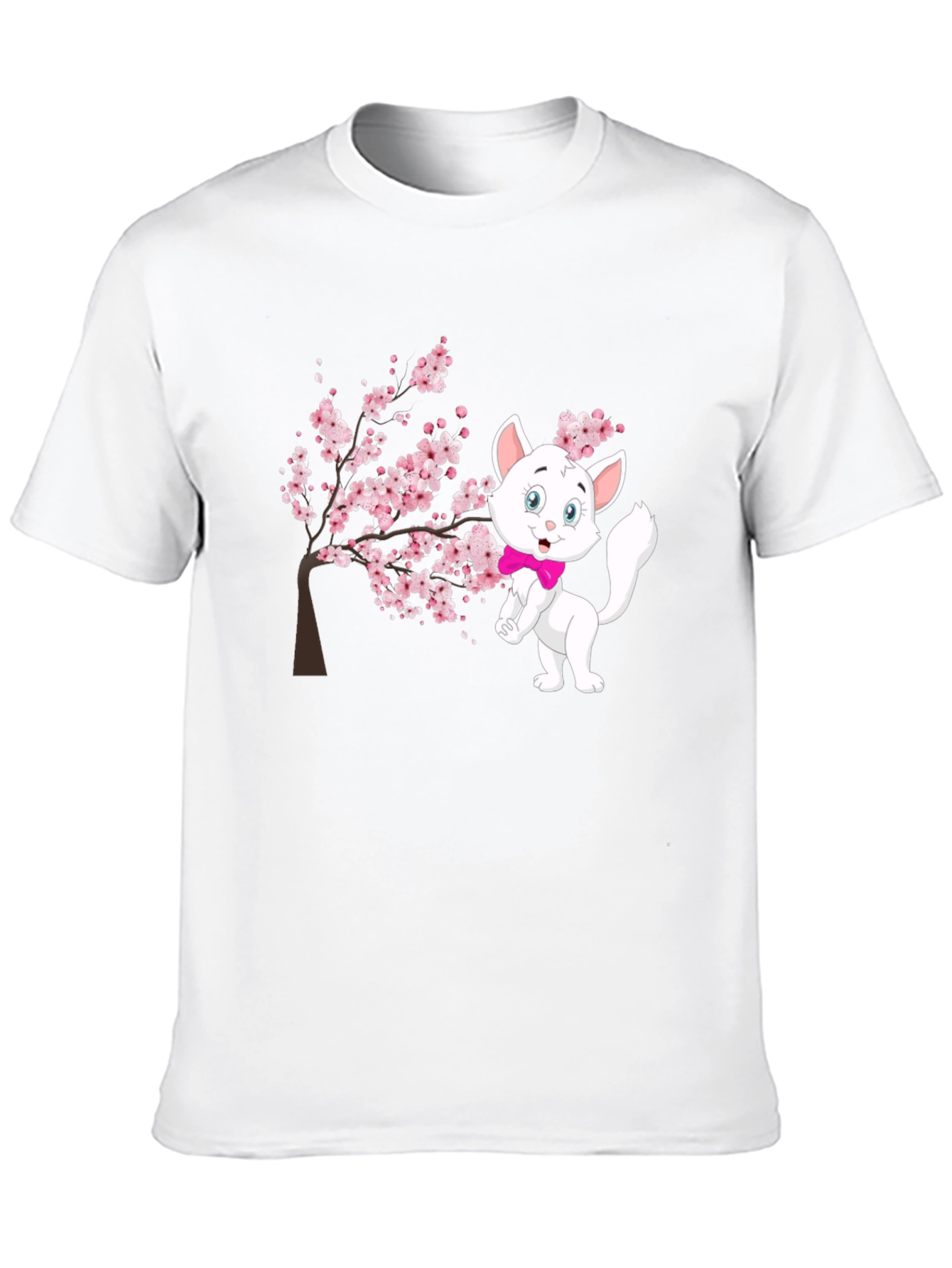 Marie Cat Cherry Blossom Black T-Shirt