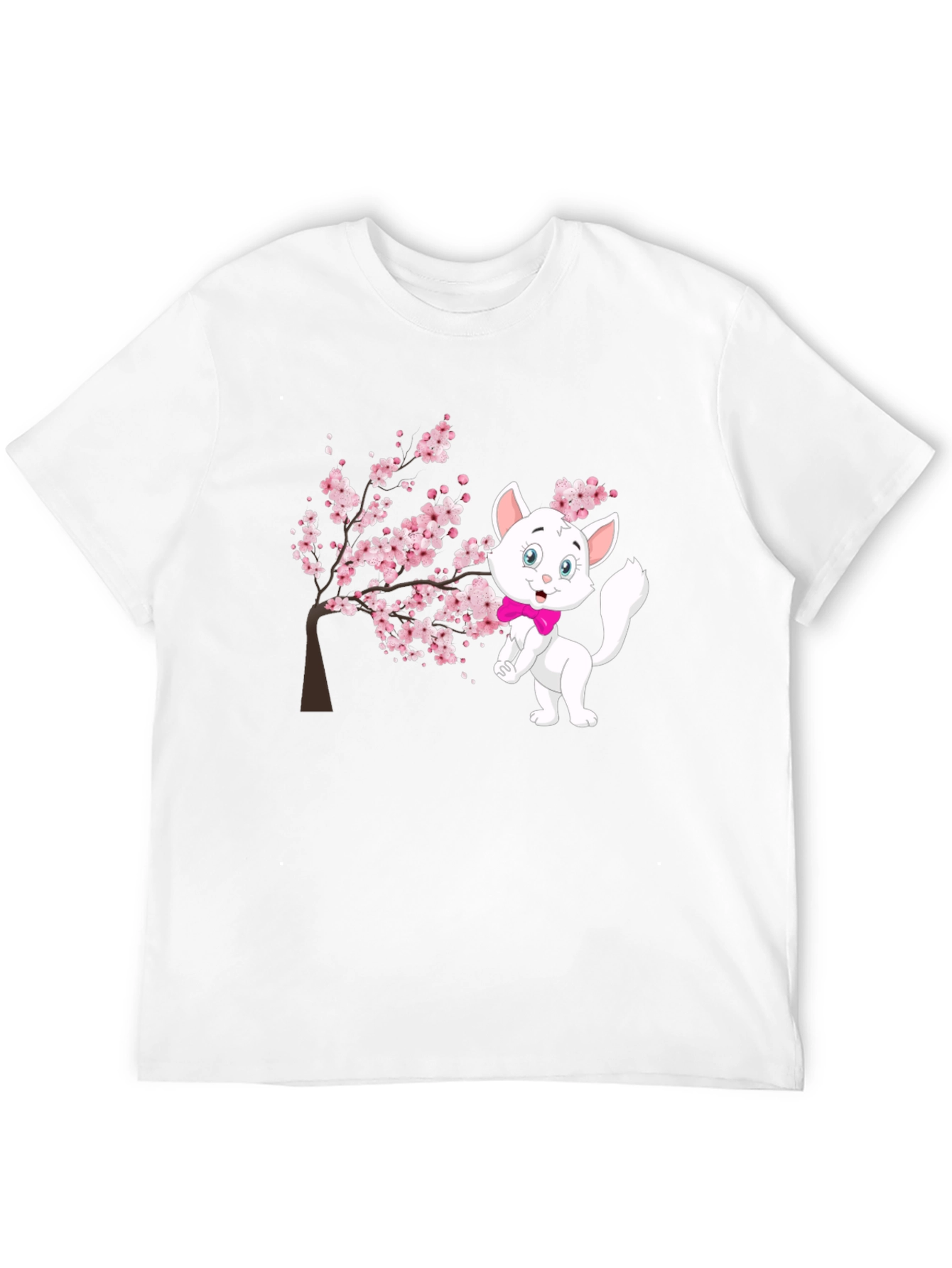 Marie Cat Cherry Blossom Black T-Shirt