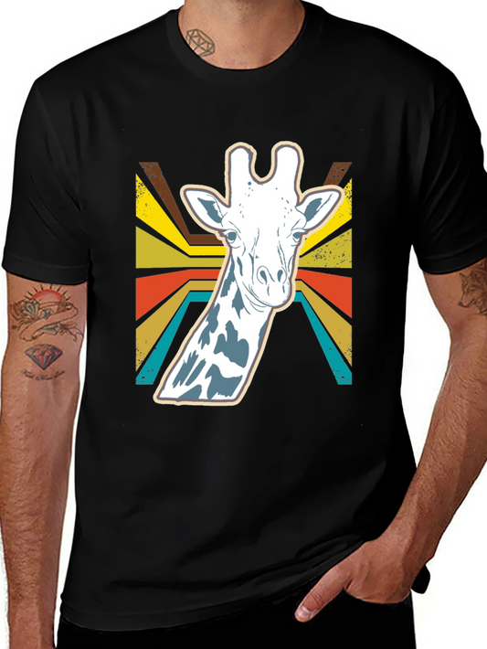 Retro Giraffe Graphic Tee - Black