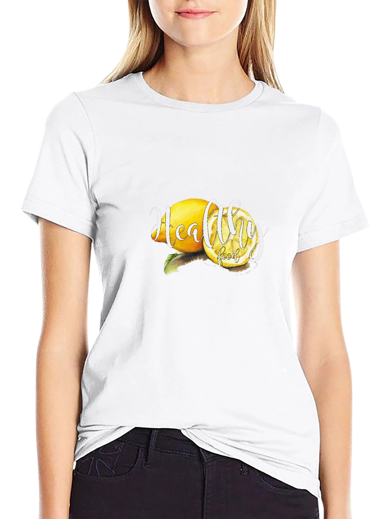 Healthy Food Lemon Graphic Black Tee