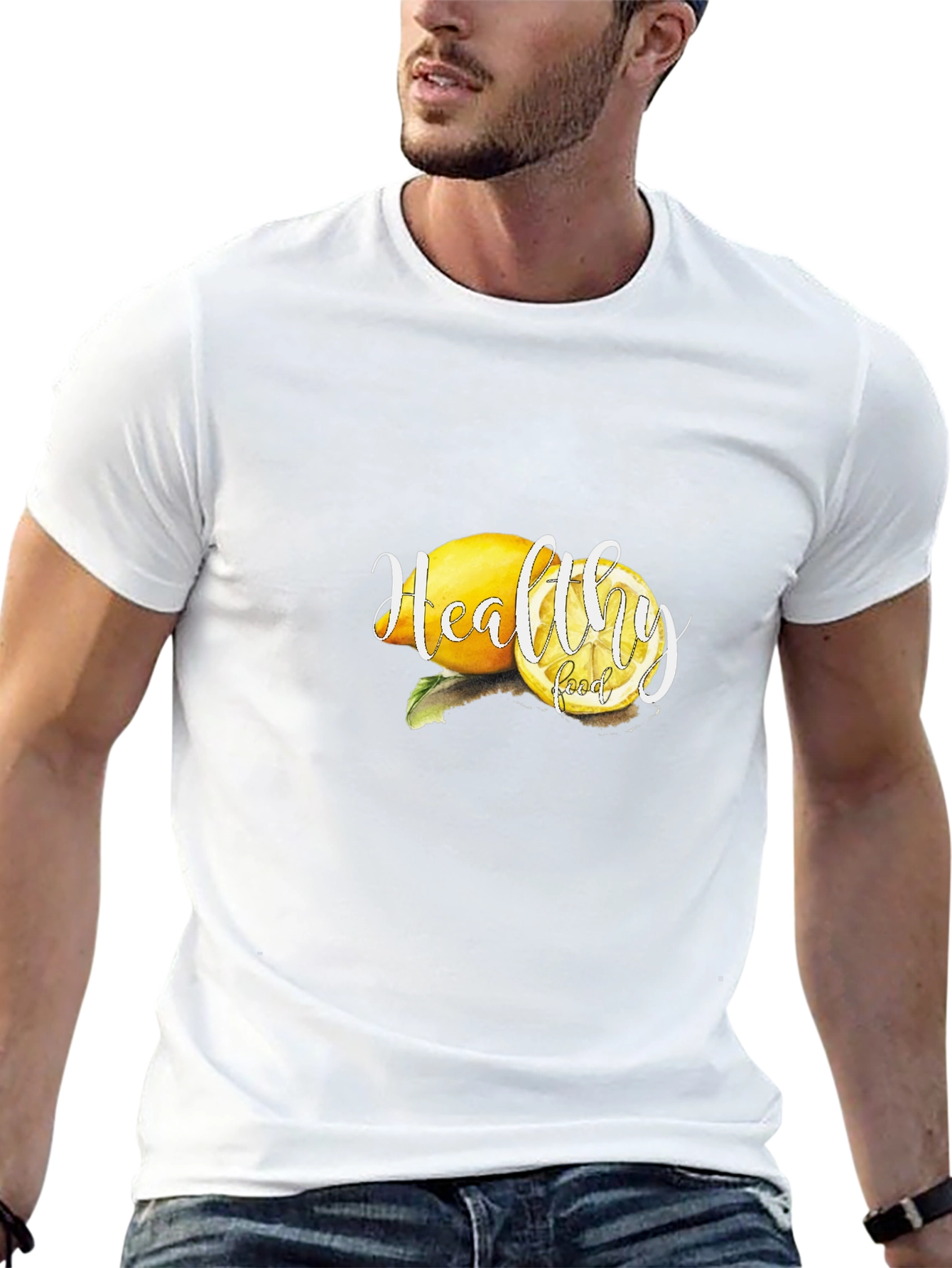 Healthy Food Lemon Graphic Black Tee
