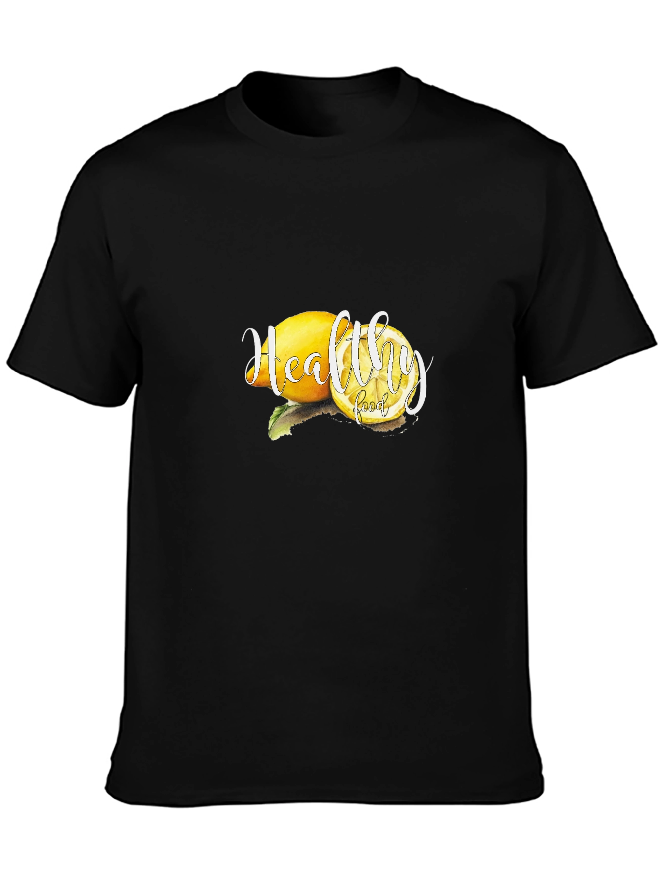 Healthy Food Lemon Graphic Black Tee