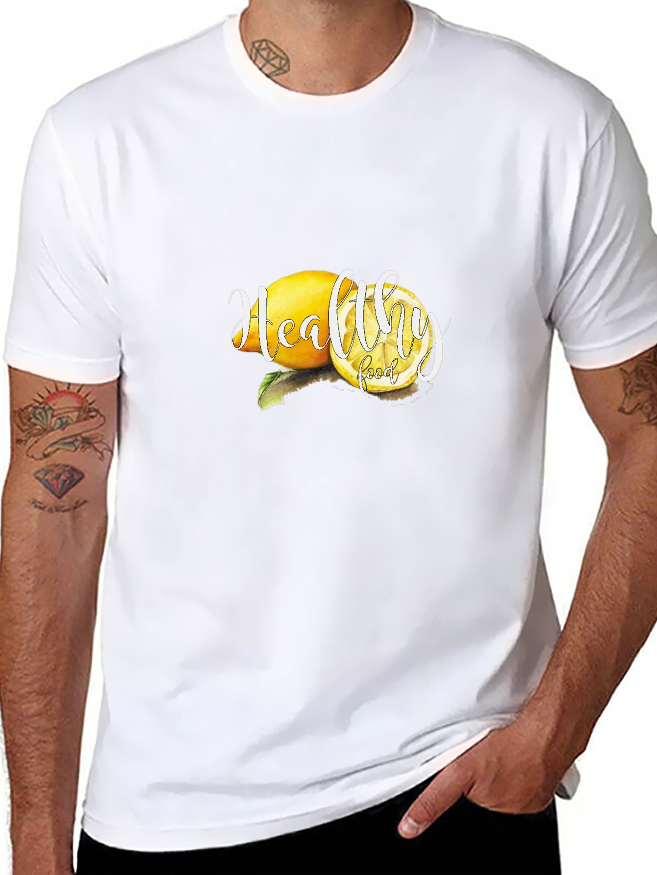 Healthy Food Lemon Graphic Black Tee