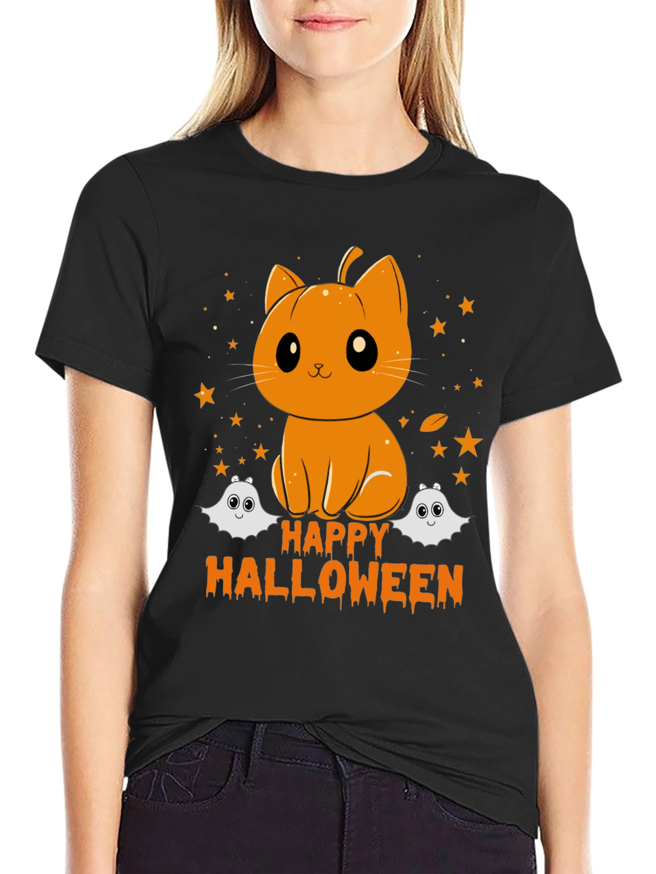 Halloween Pumpkin Cat T-Shirt