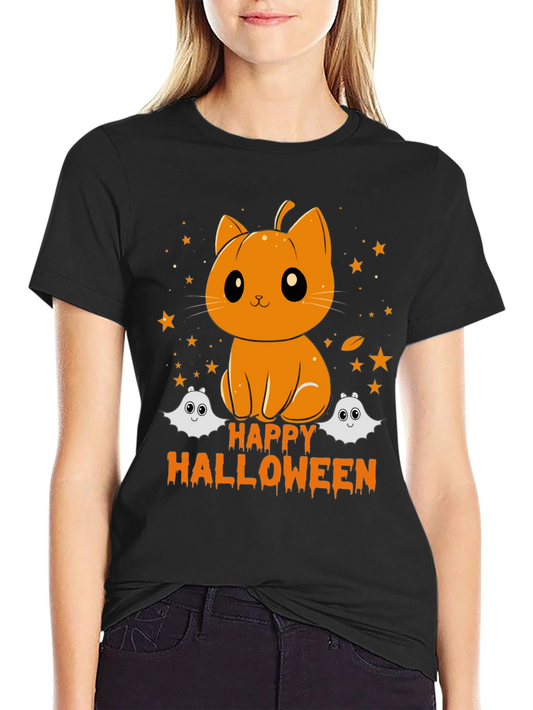 Halloween Pumpkin Cat T-Shirt
