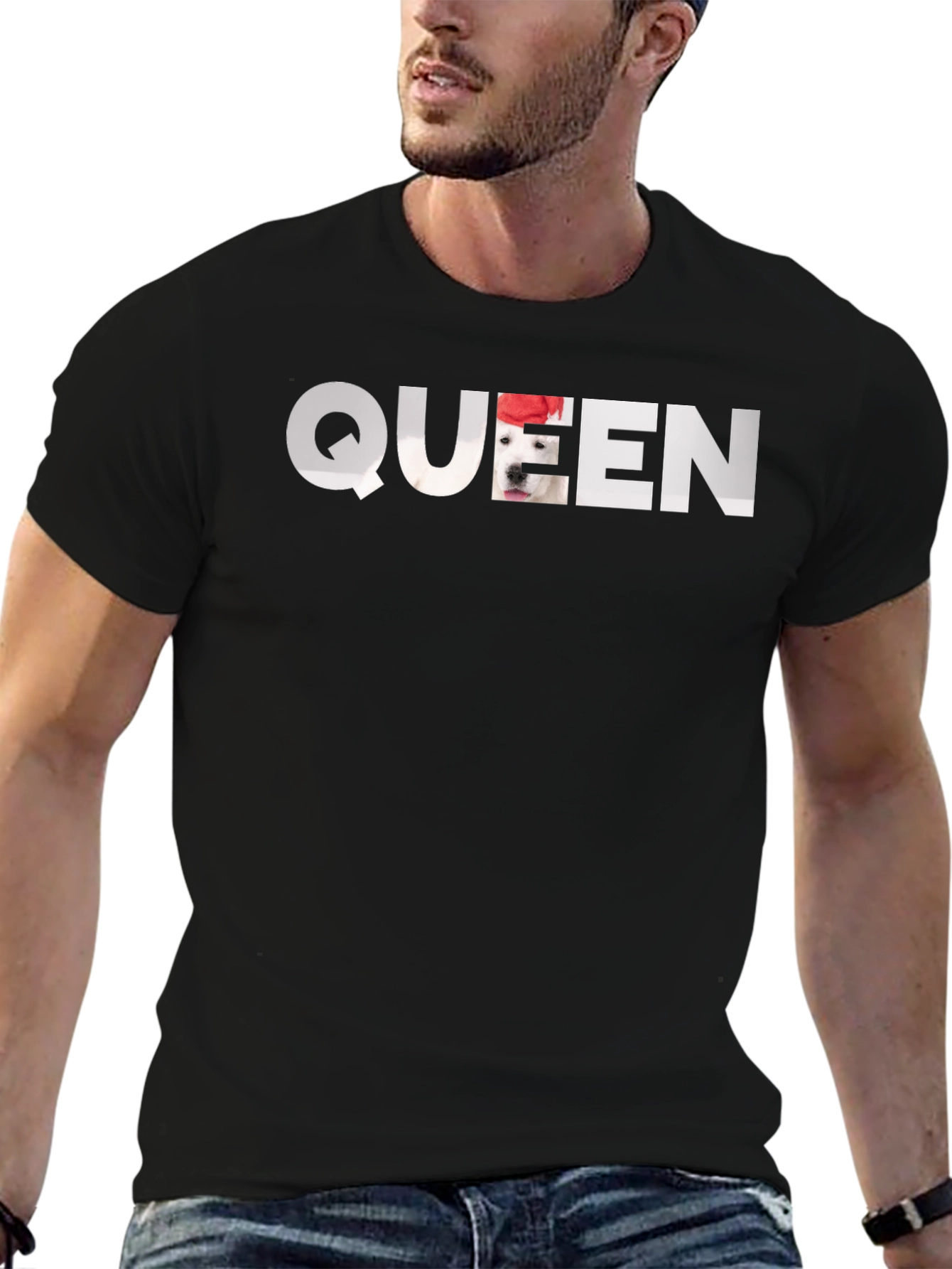 Queen Dog Graphic Black T-Shirt