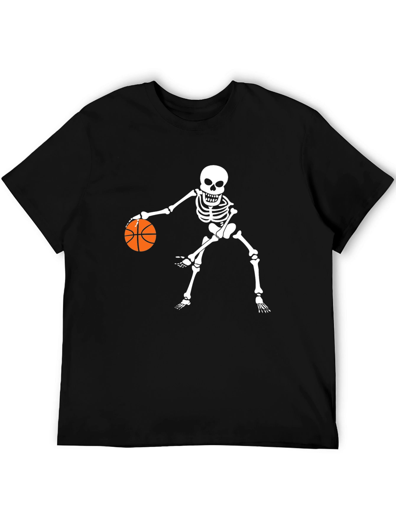 Skeleton Basketball Black Graphic Tee