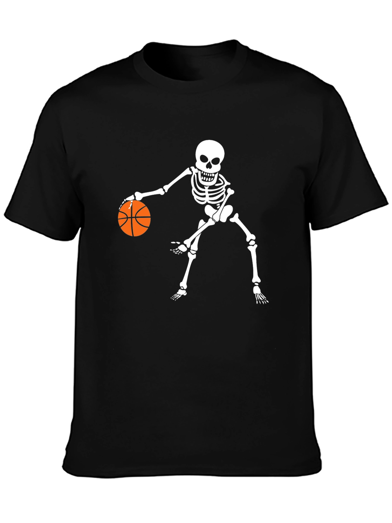 Skeleton Basketball Black Graphic Tee