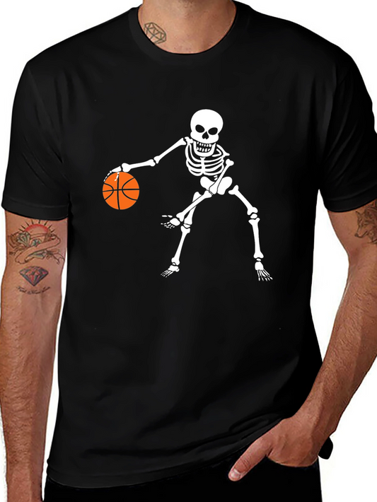 Skeleton Basketball Black Graphic Tee