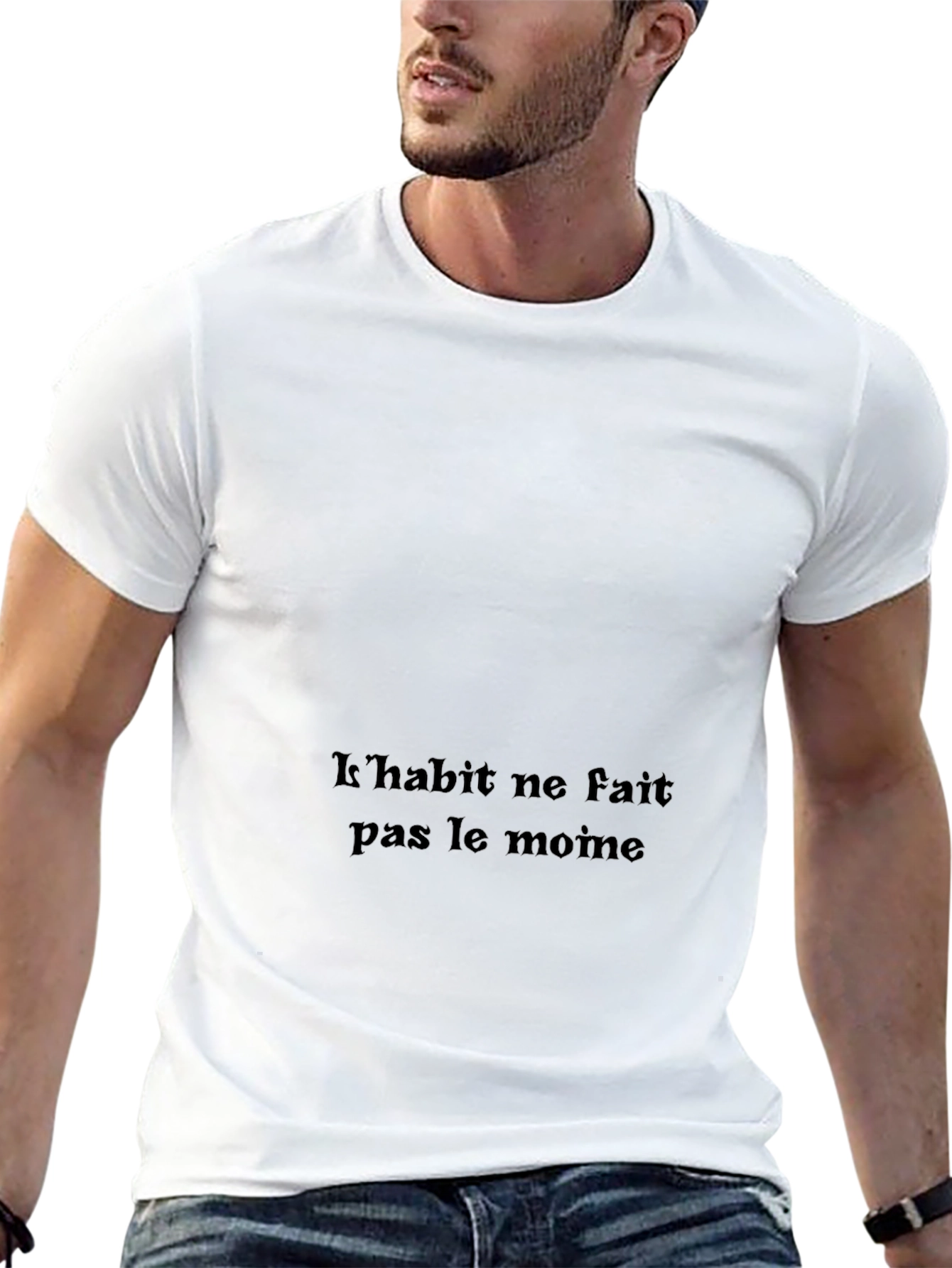 Stylish Black T-Shirt with French Proverb